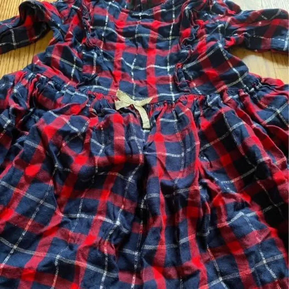 Osh Kosh bgosh plaid flannel dress with silver accents! toddler size 2T